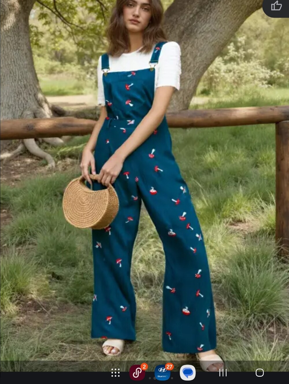 Cider Corduroy Mushroom Embroidered Overalls 🍄